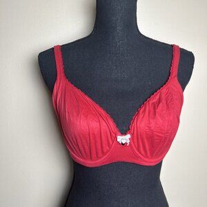 Victoria’s Secret Sexy Bright Red Lace Body By Victoria Unlined Demi Bra 38C